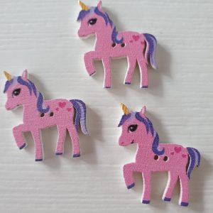 Houten knopen eenhoorn 3 stuks