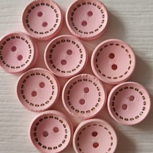 Roze houten knopen 10 stuks