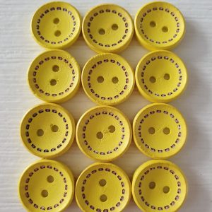 Gele houten knopen 12 stuks