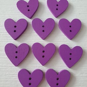 Paarse harten knopen 10 stuks