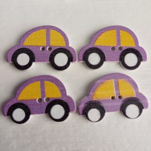 Houten knopen auto's 4 stuks
