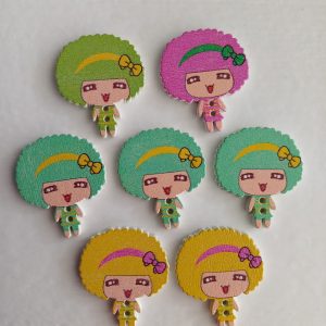 Houten knopen meisjes 7 stuks