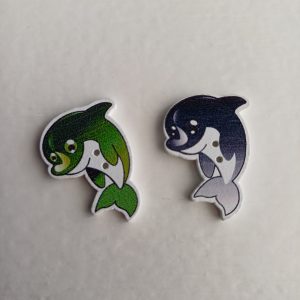 Houten knopen dolfijn 2 stuks