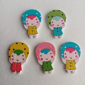 Houten knopen meisjes 5 stuks