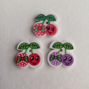 Houten knopen kersen 3 stuks