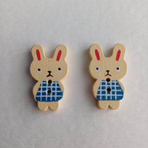 Houten knopen konijn 2 stuks