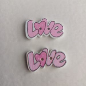 Houten knopen love 2 stuks