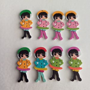 Houten knopen meisjes 8 stuks