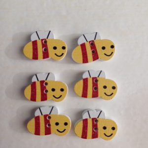 Houten knopen bijen 6 stuks