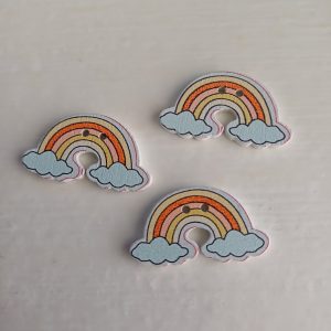 Houten knopen regenboog 3 stuks