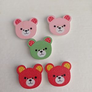 Houten knopen berenkopjes 5 stuks