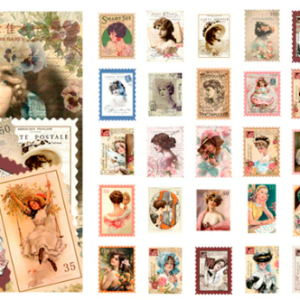 Vintage stickers stamps women