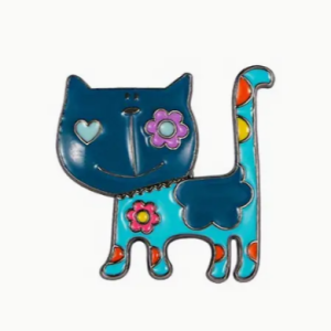 Broche kat blauw