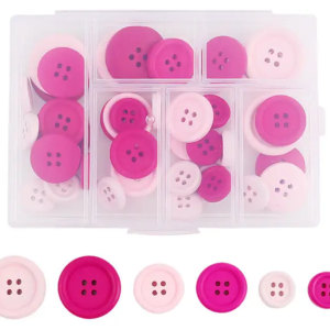 Doosje roze houten knopen