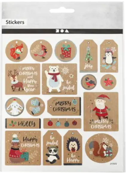 kerst stickers labels tags